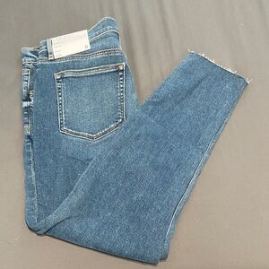 NWT LOFT Medium Blue Cropped Skinny Jeans with Raw Hem
